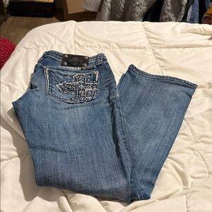 Miss Me Women's Blue Boot Cut Jeans with Embroidered Pocket